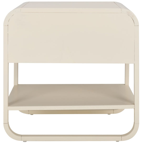 Safavieh Yunis Chic Nightstand With 1 Drawer And Open Shelf, Solid Wood & Woven Rattan, Modern Coastal Style White / Natural Rattan NST9205B