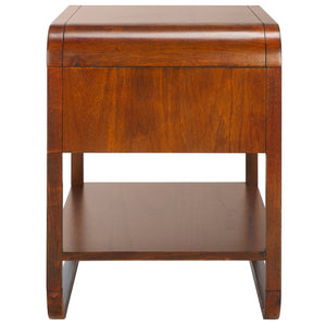 Safavieh Yunis Chic Nightstand With 1 Drawer And Open Shelf, Solid Wood & Woven Rattan, Modern Coastal Style Walnut / Natural Rattan NST9205C