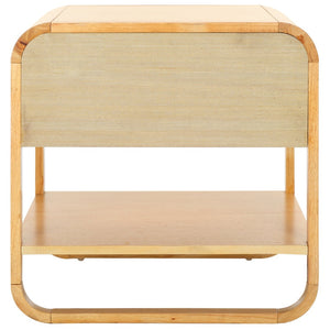 Safavieh Yunis Chic Nightstand With 1 Drawer And Open Shelf, Solid Wood & Woven Rattan, Modern Coastal Style Natural / Natural Rattan NST9205D