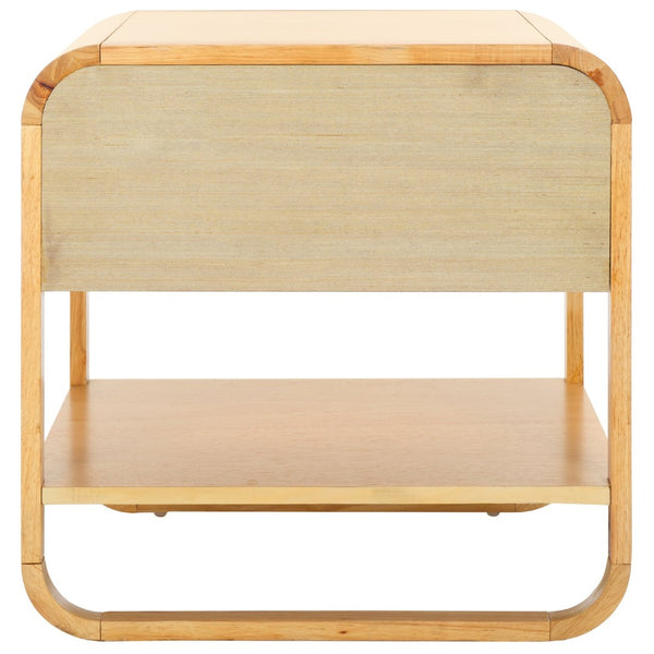 Safavieh Yunis Chic Nightstand With 1 Drawer And Open Shelf, Solid Wood & Woven Rattan, Modern Coastal Style Natural / Natural Rattan NST9205D