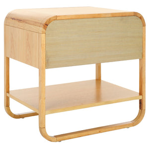 Safavieh Yunis Chic Nightstand With 1 Drawer And Open Shelf, Solid Wood & Woven Rattan, Modern Coastal Style Natural / Natural Rattan NST9205D