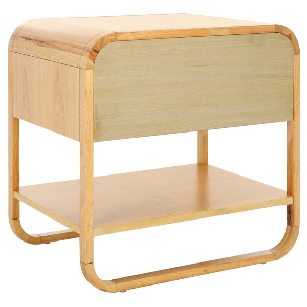 Safavieh Yunis Chic Nightstand With 1 Drawer And Open Shelf, Solid Wood & Woven Rattan, Modern Coastal Style Natural / Natural Rattan NST9205D