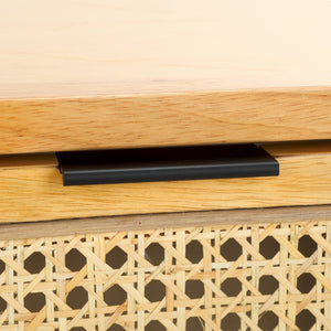 Safavieh Yunis Chic Nightstand With 1 Drawer And Open Shelf, Solid Wood & Woven Rattan, Modern Coastal Style Natural / Natural Rattan NST9205D