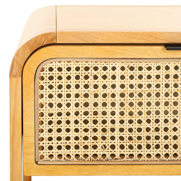 Safavieh Yunis Chic Nightstand With 1 Drawer And Open Shelf, Solid Wood & Woven Rattan, Modern Coastal Style Natural / Natural Rattan NST9205D