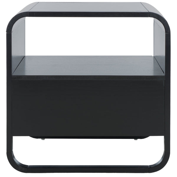 Safavieh Yates Chic 1 Drawer Nightstand With Open Shelf – Modern Storage Solution For Stylish Bedrooms Black / Natural Rattan NST9206A