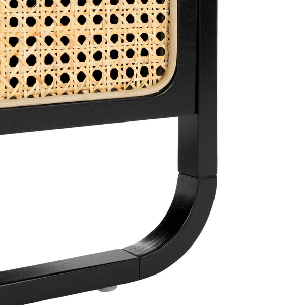 Safavieh Yates Chic 1 Drawer Nightstand With Open Shelf – Modern Storage Solution For Stylish Bedrooms Black / Natural Rattan NST9206A