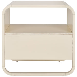Safavieh Yates Chic 1 Drawer Nightstand With Open Shelf – Modern Storage Solution For Stylish Bedrooms White / Natural Rattan NST9206B