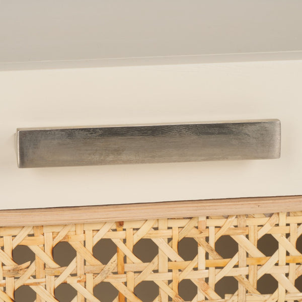 Safavieh Yates Chic 1 Drawer Nightstand With Open Shelf – Modern Storage Solution For Stylish Bedrooms White / Natural Rattan NST9206B