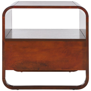 Safavieh Yates Chic 1 Drawer Nightstand With Open Shelf – Modern Storage Solution For Stylish Bedrooms Walnut / Natural Rattan NST9206C