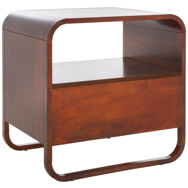 Safavieh Yates Chic 1 Drawer Nightstand With Open Shelf – Modern Storage Solution For Stylish Bedrooms Walnut / Natural Rattan NST9206C