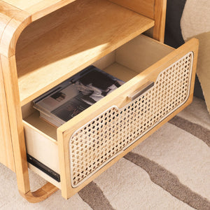 Safavieh Yates Chic 1 Drawer Nightstand With Open Shelf – Modern Storage Solution For Stylish Bedrooms Natural / Natural Rattan NST9206D