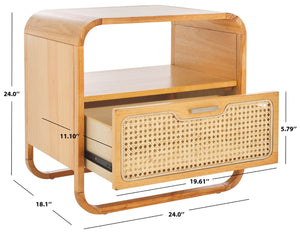 Safavieh Yates Chic 1 Drawer Nightstand With Open Shelf – Modern Storage Solution For Stylish Bedrooms Natural / Natural Rattan NST9206D