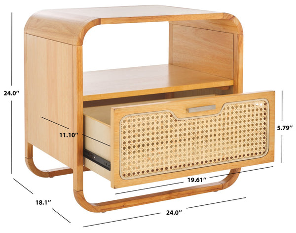 Safavieh Yates Chic 1 Drawer Nightstand With Open Shelf – Modern Storage Solution For Stylish Bedrooms Natural / Natural Rattan NST9206D