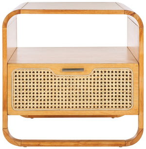 Safavieh Yates Chic 1 Drawer Nightstand With Open Shelf – Modern Storage Solution For Stylish Bedrooms Natural / Natural Rattan NST9206D