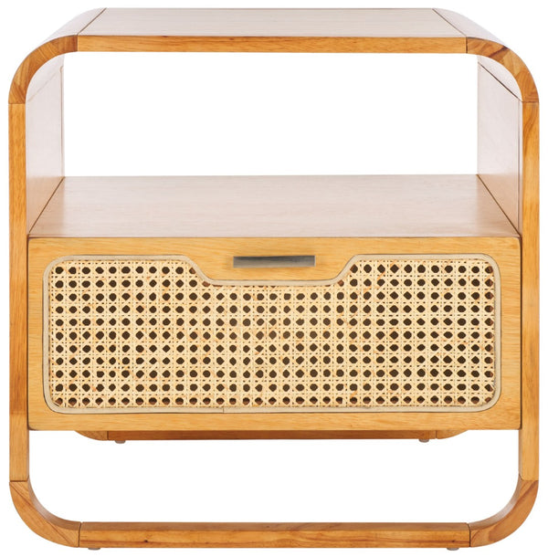 Safavieh Yates Chic 1 Drawer Nightstand With Open Shelf – Modern Storage Solution For Stylish Bedrooms Natural / Natural Rattan NST9206D