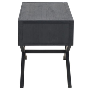 Safavieh Large Sadie Mixed Metal Wood Nightstand Single Drawer Bedroom Storage Modern Style Navy NST9207A