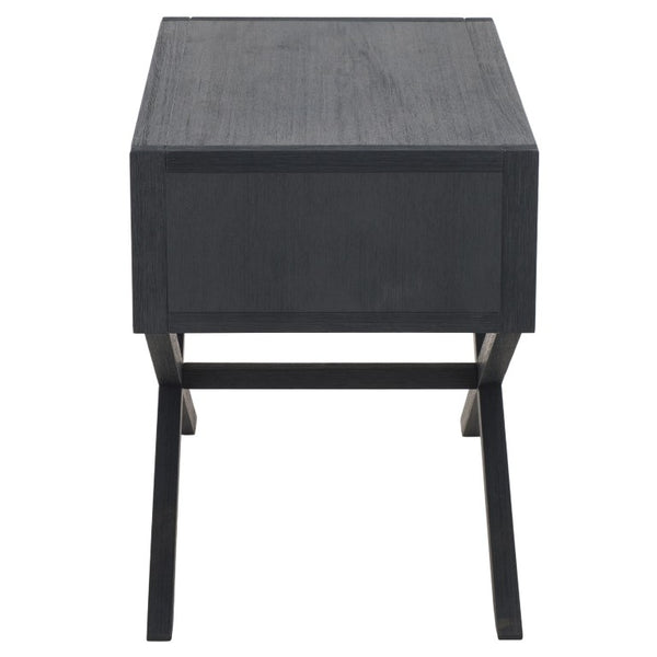 Safavieh Large Sadie Mixed Metal Wood Nightstand Single Drawer Bedroom Storage Modern Style Navy NST9207A