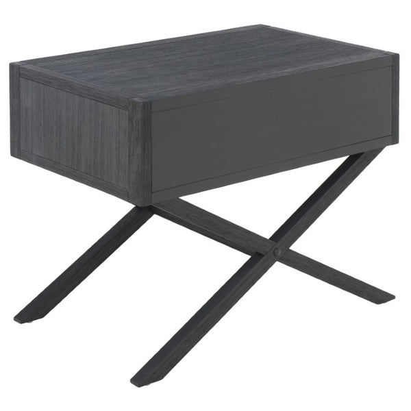 Safavieh Large Sadie Mixed Metal Wood Nightstand Single Drawer Bedroom Storage Modern Style Navy NST9207A