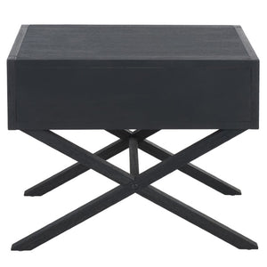 Safavieh Large Sadie Mixed Metal Wood Nightstand Single Drawer Bedroom Storage Modern Style Navy NST9207A