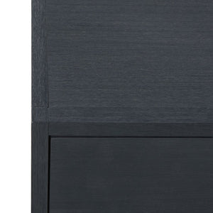Safavieh Large Sadie Mixed Metal Wood Nightstand Single Drawer Bedroom Storage Modern Style Navy NST9207A