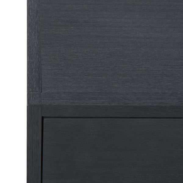 Safavieh Large Sadie Mixed Metal Wood Nightstand Single Drawer Bedroom Storage Modern Style Navy NST9207A
