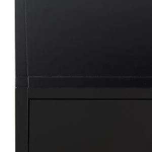 Safavieh Large Sadie Mixed Metal Wood Nightstand Single Drawer Bedroom Storage Modern Style Black NST9207B