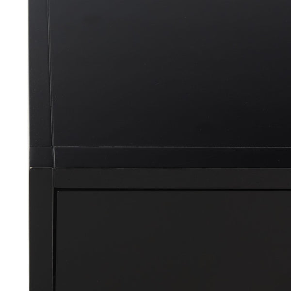 Safavieh Large Sadie Mixed Metal Wood Nightstand Single Drawer Bedroom Storage Modern Style Black NST9207B
