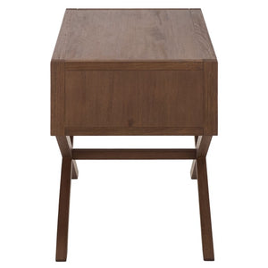Safavieh Large Sadie Mixed Metal Wood Nightstand Single Drawer Bedroom Storage Modern Style Brown NST9207C