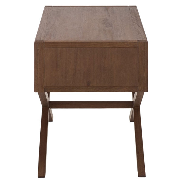 Safavieh Large Sadie Mixed Metal Wood Nightstand Single Drawer Bedroom Storage Modern Style Brown NST9207C