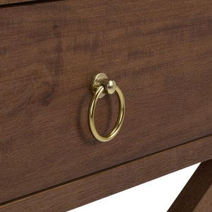 Safavieh Large Sadie Mixed Metal Wood Nightstand Single Drawer Bedroom Storage Modern Style Brown NST9207C
