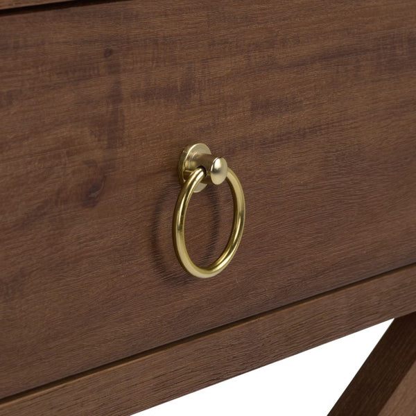 Safavieh Large Sadie Mixed Metal Wood Nightstand Single Drawer Bedroom Storage Modern Style Brown NST9207C