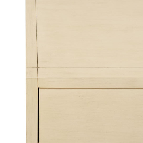 Safavieh Large Sadie Mixed Metal Wood Nightstand Single Drawer Bedroom Storage Modern Style Off White NST9207D