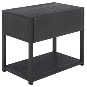 Safavieh Large Sadie Metal and Wood Nightstand with Drawer and Open Shelf for Modern Bedrooms Navy NST9208A