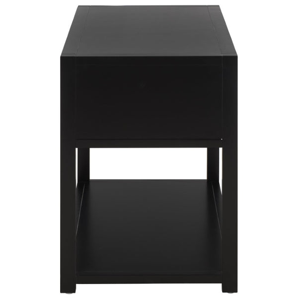 Safavieh Large Sadie Metal and Wood Nightstand with Drawer and Open Shelf for Modern Bedrooms Black NST9208B