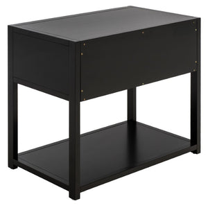 Safavieh Large Sadie Metal and Wood Nightstand with Drawer and Open Shelf for Modern Bedrooms Black NST9208B