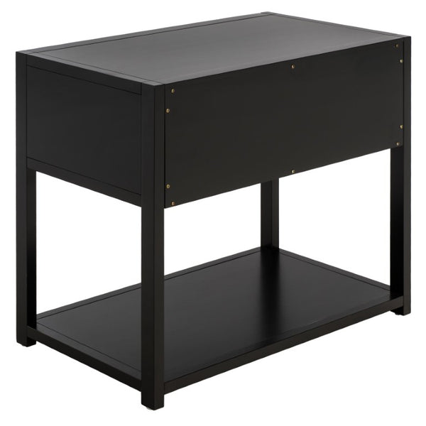 Safavieh Large Sadie Metal and Wood Nightstand with Drawer and Open Shelf for Modern Bedrooms Black NST9208B