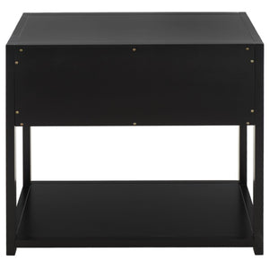 Safavieh Large Sadie Metal and Wood Nightstand with Drawer and Open Shelf for Modern Bedrooms Black NST9208B