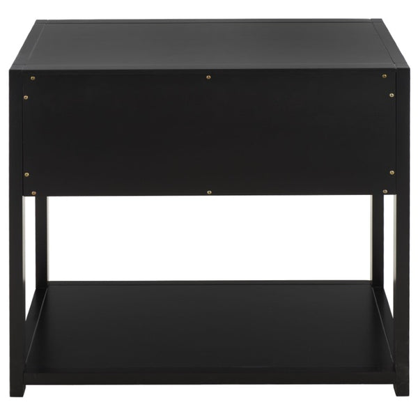 Safavieh Large Sadie Metal and Wood Nightstand with Drawer and Open Shelf for Modern Bedrooms Black NST9208B