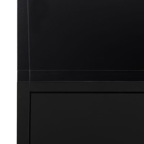 Safavieh Large Sadie Metal and Wood Nightstand with Drawer and Open Shelf for Modern Bedrooms Black NST9208B