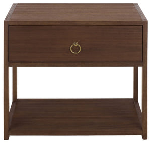 Safavieh Large Sadie Metal and Wood Nightstand with Drawer and Open Shelf for Modern Bedrooms Brown NST9208C