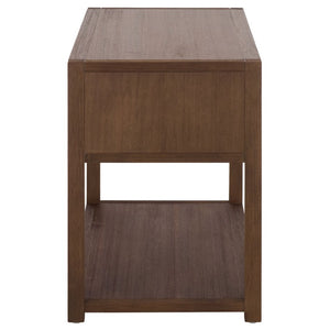Safavieh Large Sadie Metal and Wood Nightstand with Drawer and Open Shelf for Modern Bedrooms Brown NST9208C
