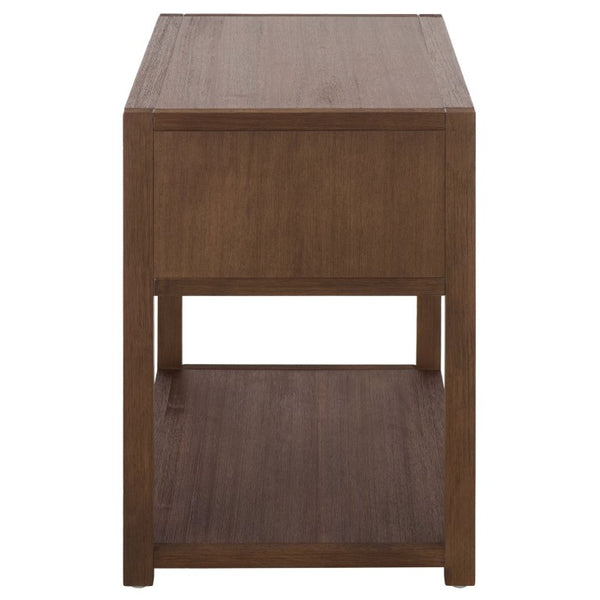 Safavieh Large Sadie Metal and Wood Nightstand with Drawer and Open Shelf for Modern Bedrooms Brown NST9208C
