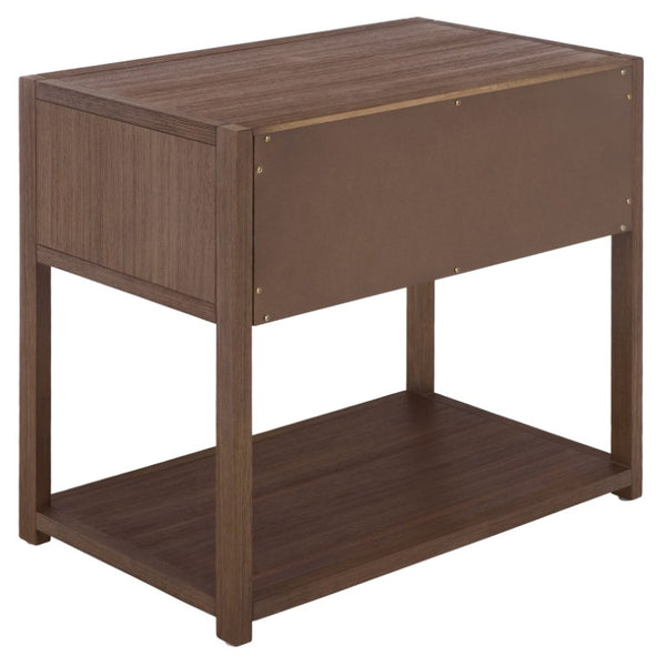 Safavieh Large Sadie Metal and Wood Nightstand with Drawer and Open Shelf for Modern Bedrooms Brown NST9208C