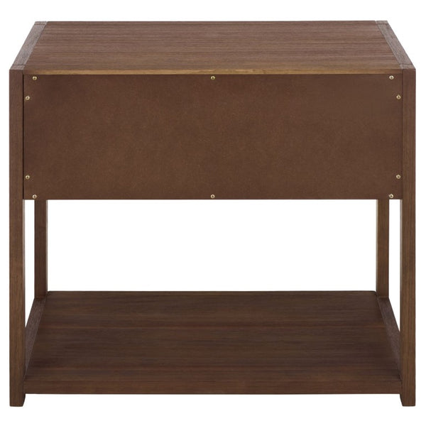 Safavieh Large Sadie Metal and Wood Nightstand with Drawer and Open Shelf for Modern Bedrooms Brown NST9208C