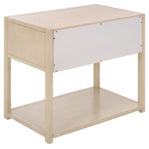 Safavieh Large Sadie Metal and Wood Nightstand with Drawer and Open Shelf for Modern Bedrooms Off White NST9208D