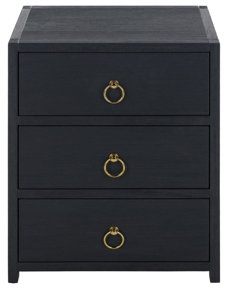 Safavieh Sadie Three Drawer Nightstand Bold Bedside Storage for Contemporary Bedroom Suites Navy NST9209A