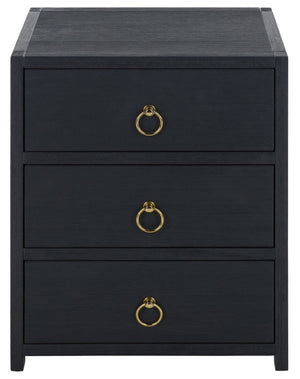 Safavieh Sadie Three Drawer Nightstand Bold Bedside Storage for Contemporary Bedroom Suites Navy NST9209A