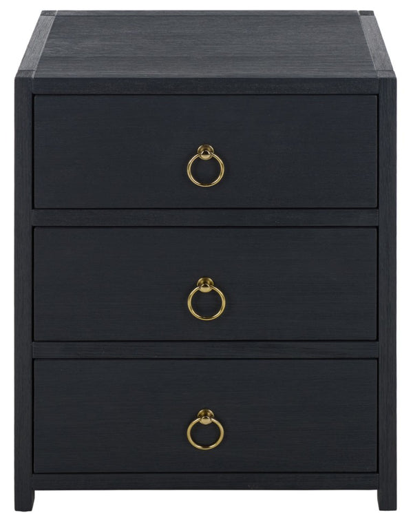 Safavieh Sadie Three Drawer Nightstand Bold Bedside Storage for Contemporary Bedroom Suites Navy NST9209A