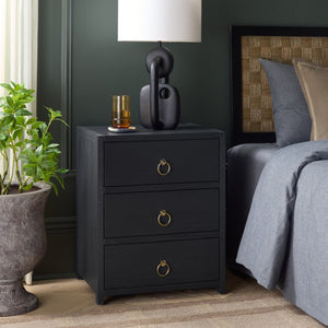 Safavieh Sadie Three Drawer Nightstand Bold Bedside Storage for Contemporary Bedroom Suites Navy NST9209A