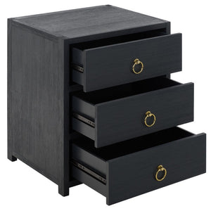 Safavieh Sadie Three Drawer Nightstand Bold Bedside Storage for Contemporary Bedroom Suites Navy NST9209A